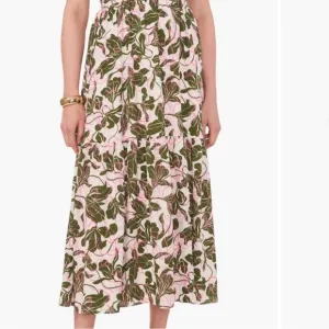 $115 Parker Egret green and pink and white Floral TieredMidi Skirt