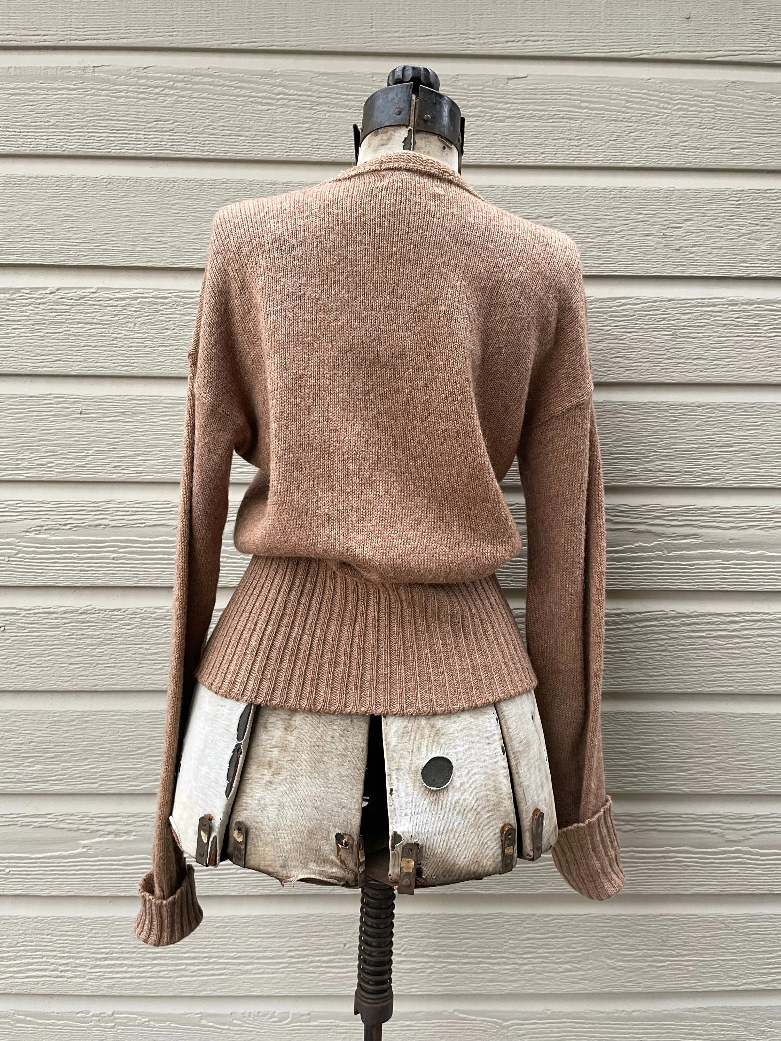 1930s Taupe Wool Knit Sweater