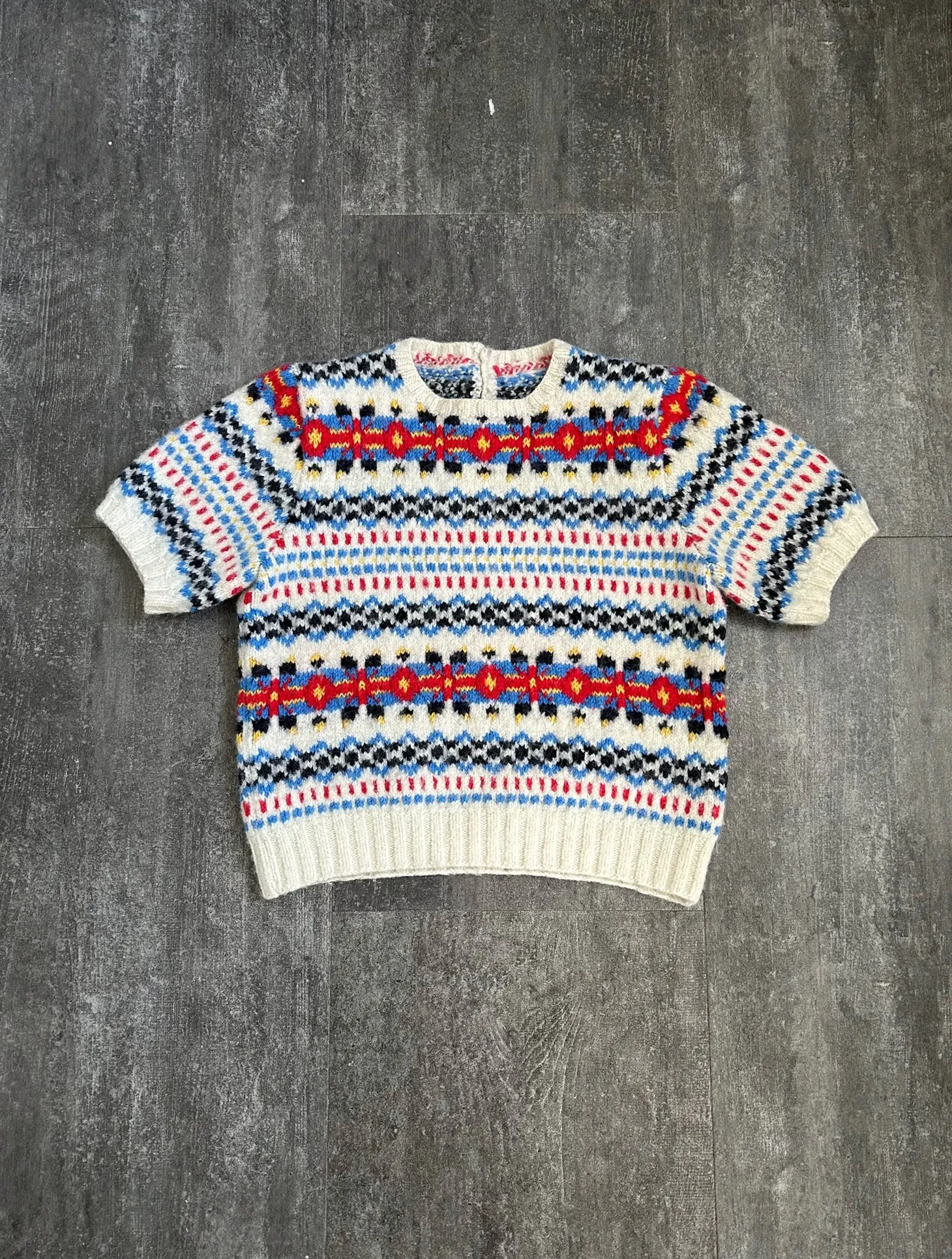 1940s fair isle sweater . vintage 40s knit top . size xs to s/m