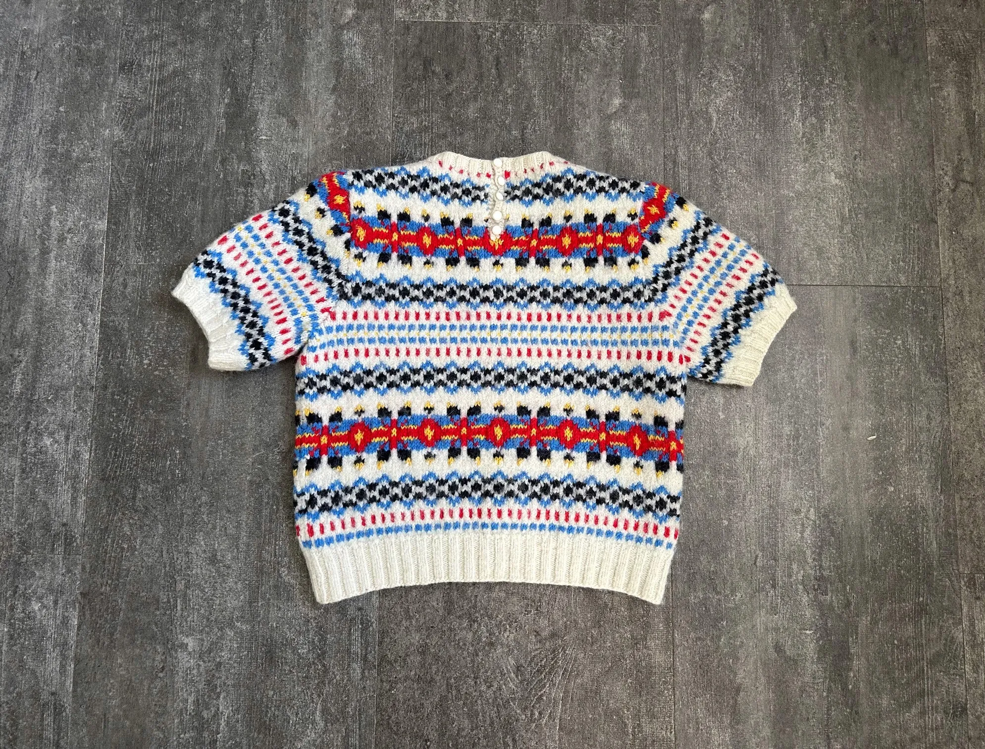 1940s fair isle sweater . vintage 40s knit top . size xs to s/m