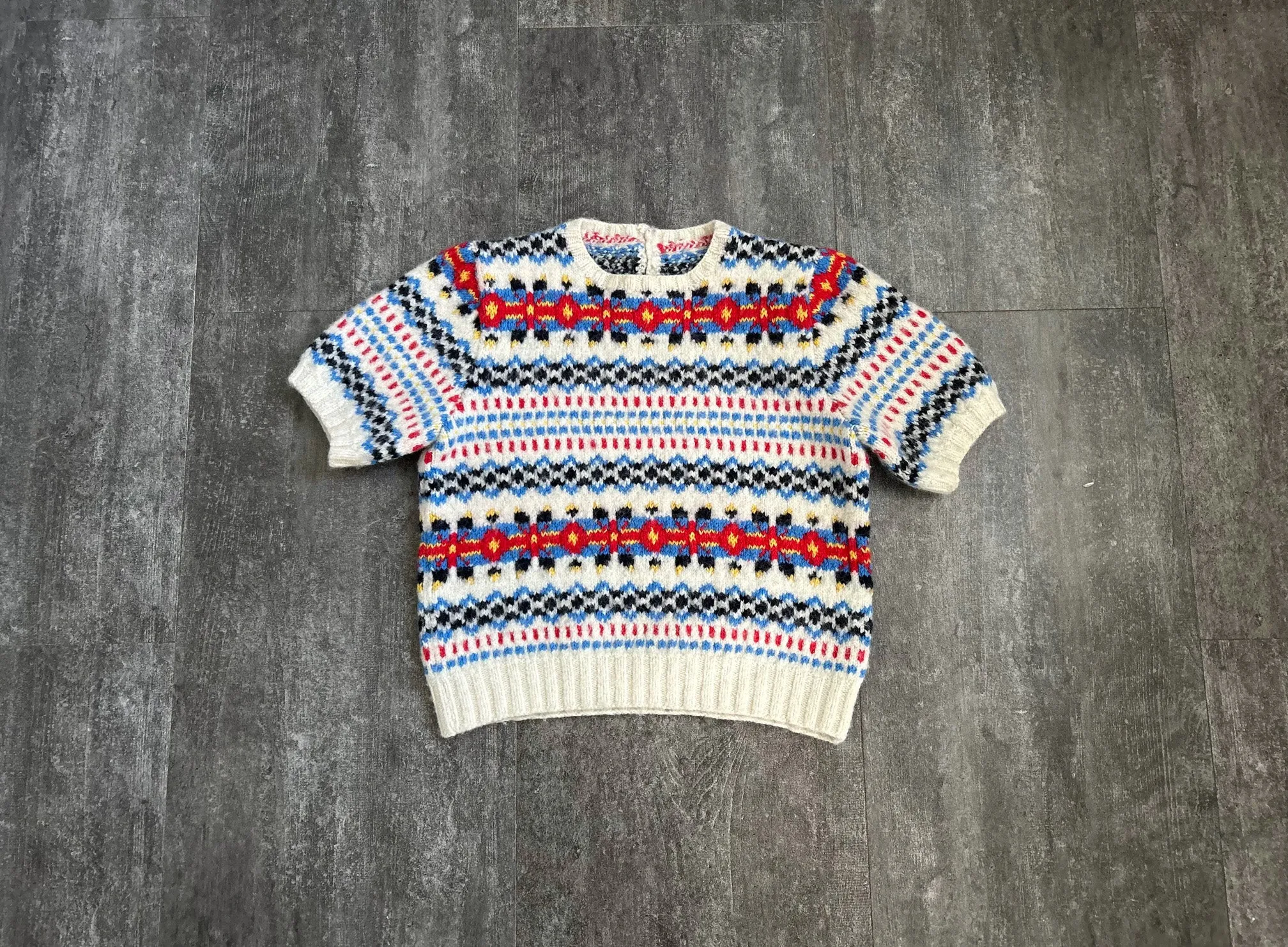 1940s fair isle sweater . vintage 40s knit top . size xs to s/m