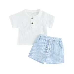 2 Pc Gentlemens Short Set/ Blue Short
