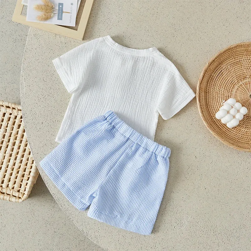 2 Pc Gentlemens Short Set/ Blue Short