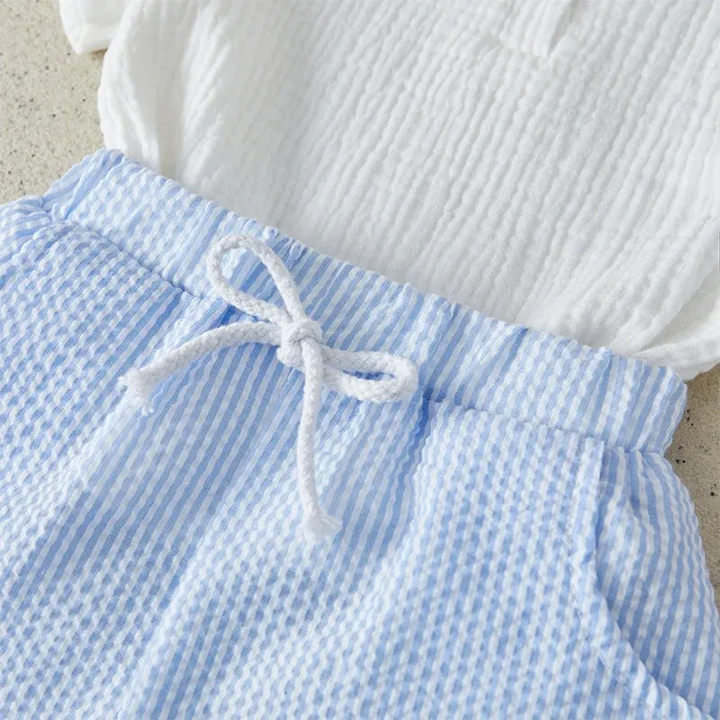 2 Pc Gentlemens Short Set/ Blue Short