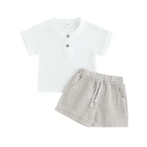 2 Pc Gentlemens Short Set/ Tan Short