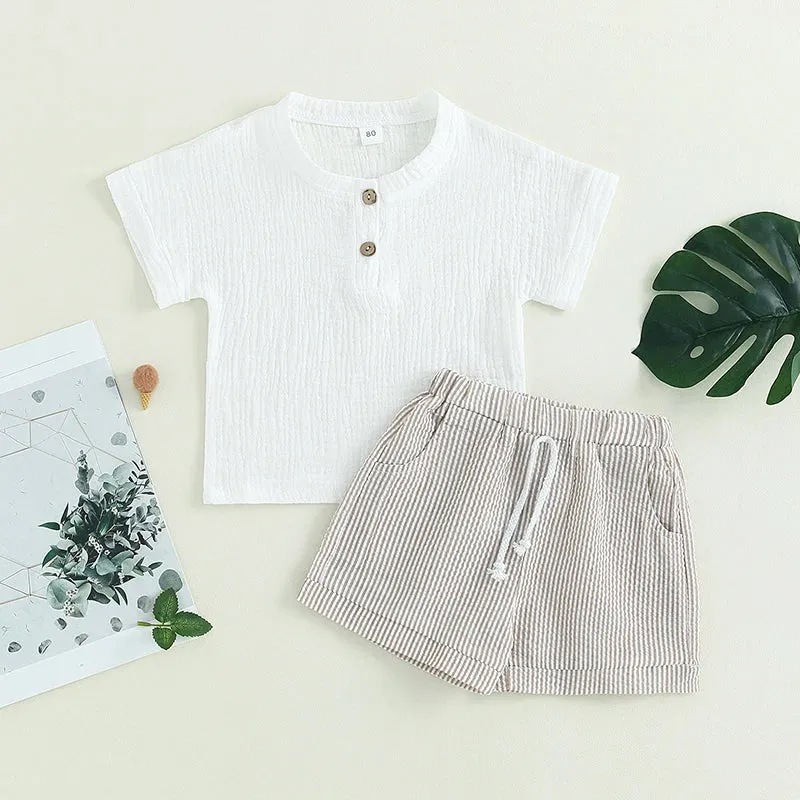 2 Pc Gentlemens Short Set/ Tan Short