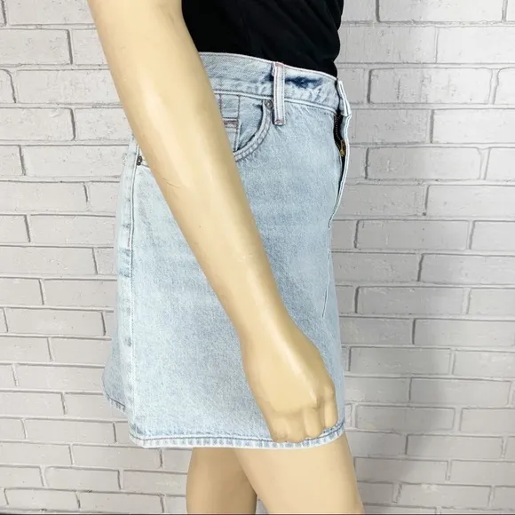 7 FOR ALL MANKIND MINI BLEACHED CLOUD DENIM SKIRT