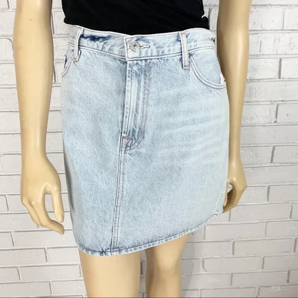 7 FOR ALL MANKIND MINI BLEACHED CLOUD DENIM SKIRT