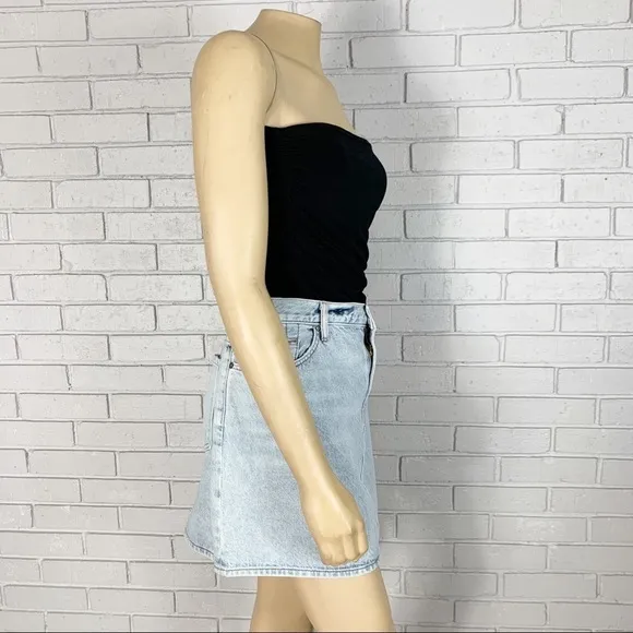7 FOR ALL MANKIND MINI BLEACHED CLOUD DENIM SKIRT