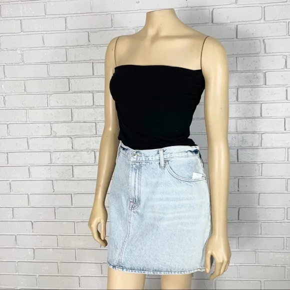 7 FOR ALL MANKIND MINI BLEACHED CLOUD DENIM SKIRT