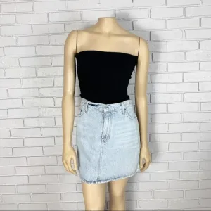 7 FOR ALL MANKIND MINI BLEACHED CLOUD DENIM SKIRT