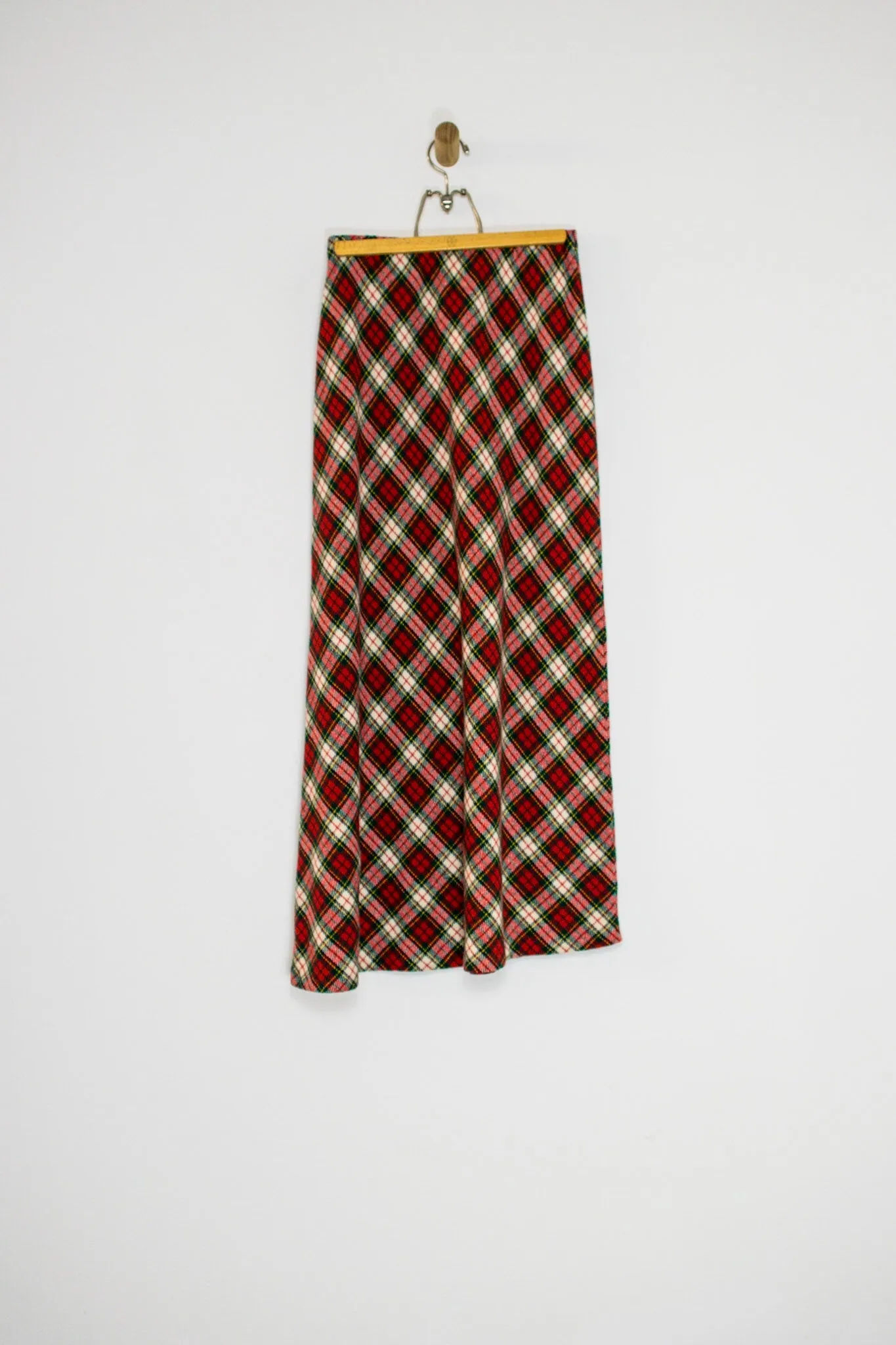 70's PLAID MAXI SKIRT / MEDIUM