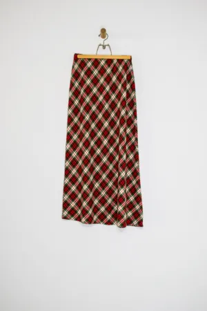 70's PLAID MAXI SKIRT / MEDIUM
