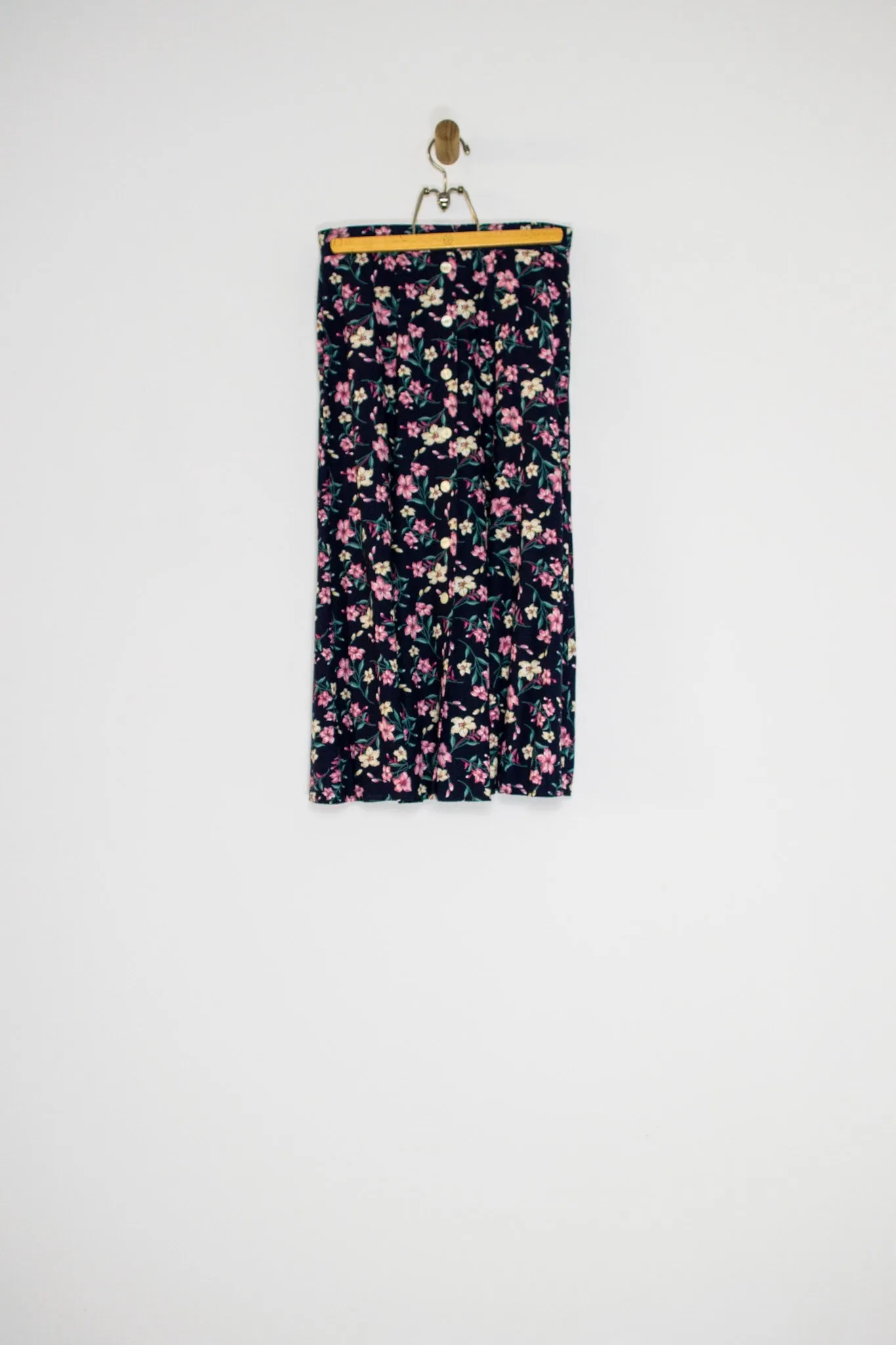 90's FLORAL BUTTON FRONT SKIRT SZ 28
