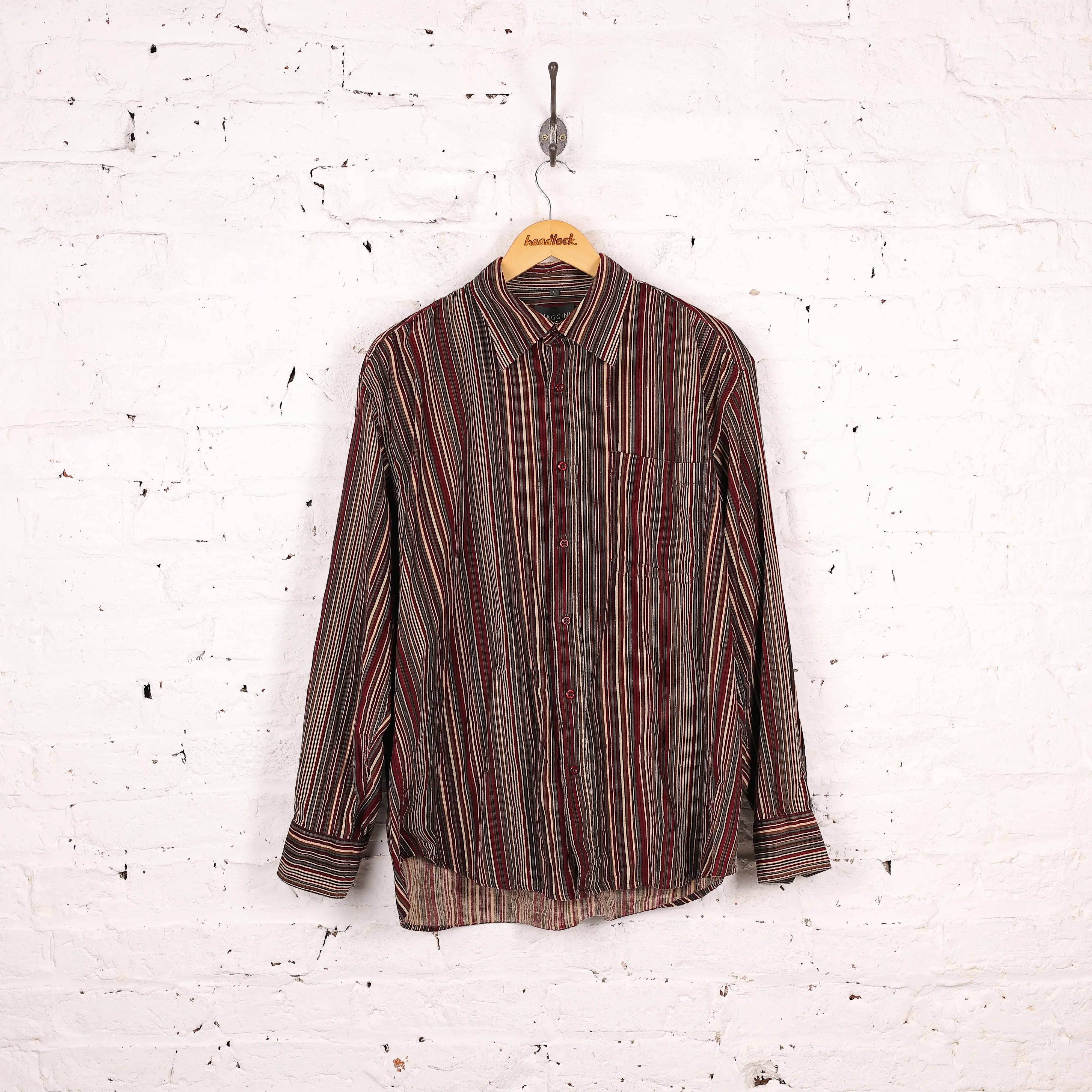 90s Striped Corduroy Shirt - Grey - L