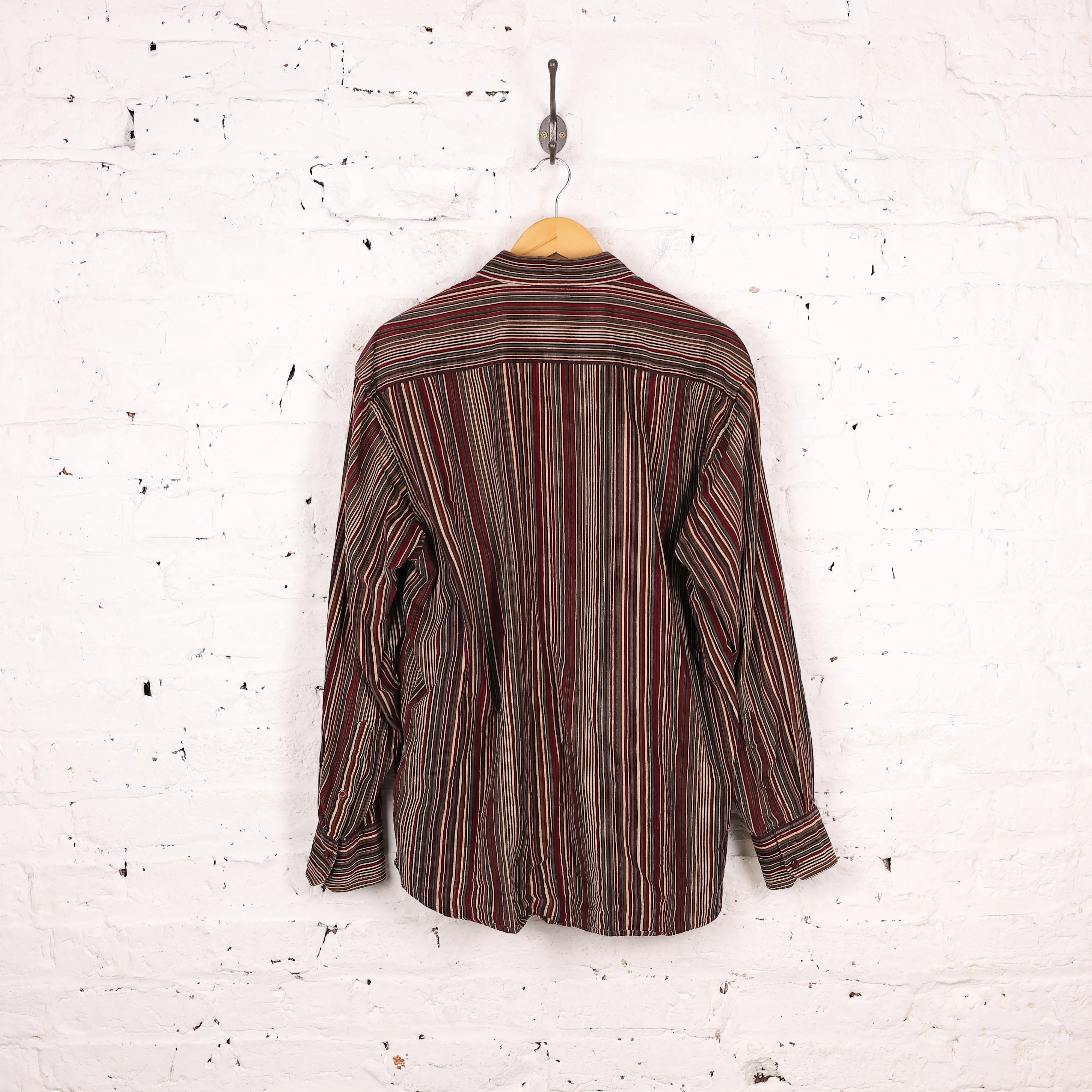 90s Striped Corduroy Shirt - Grey - L