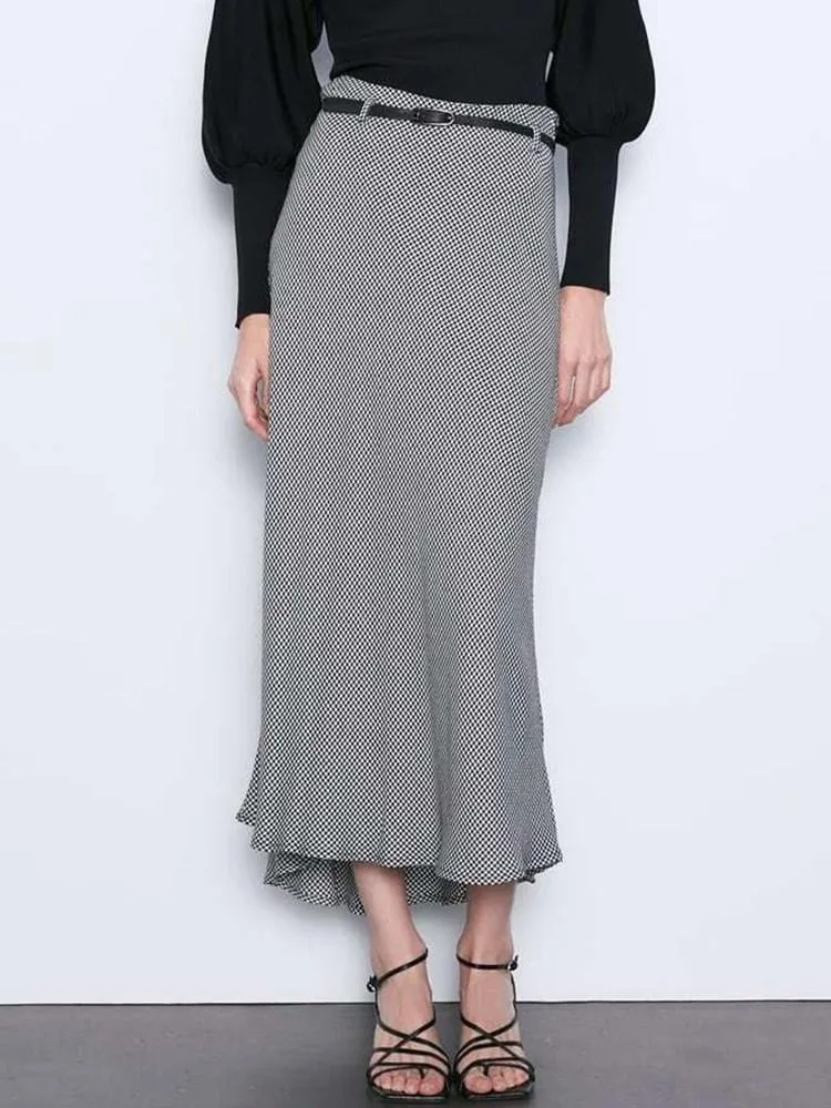 A-Line Ankle-Length Patchwork Fashion Skirt