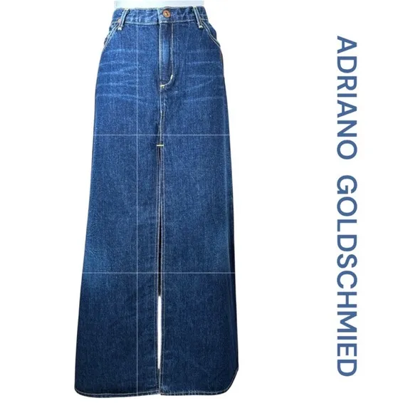 ADRIANO GOLDSCHMIED The Pioneer Denim Maxi Skirt, Size 30.