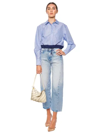 Adryck Harbor Stripe Drawstring Cropped Top