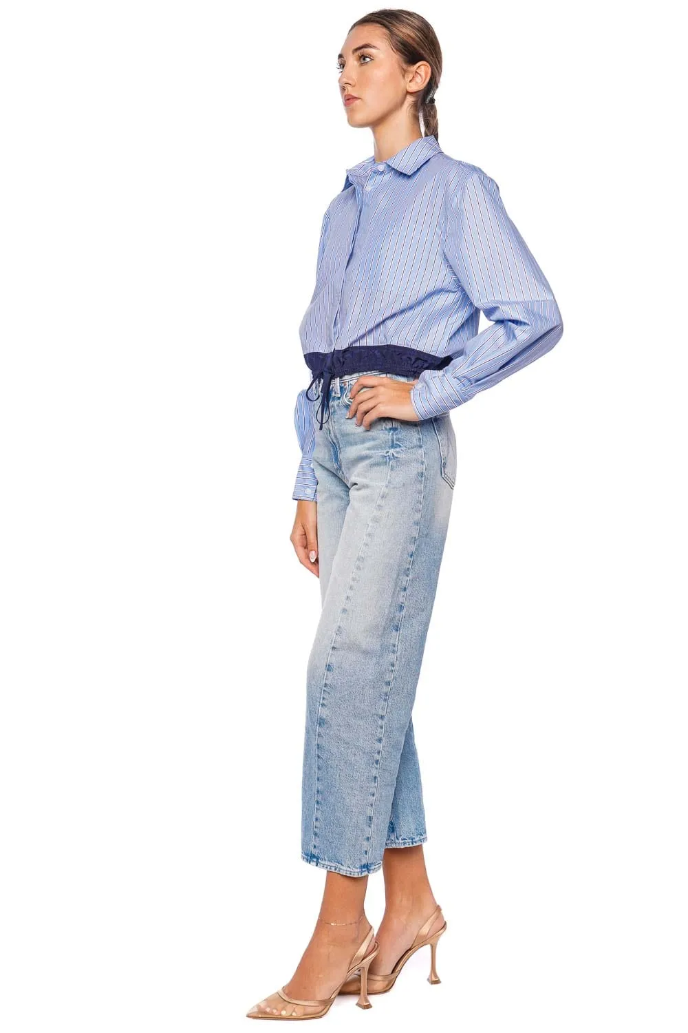 Adryck Harbor Stripe Drawstring Cropped Top