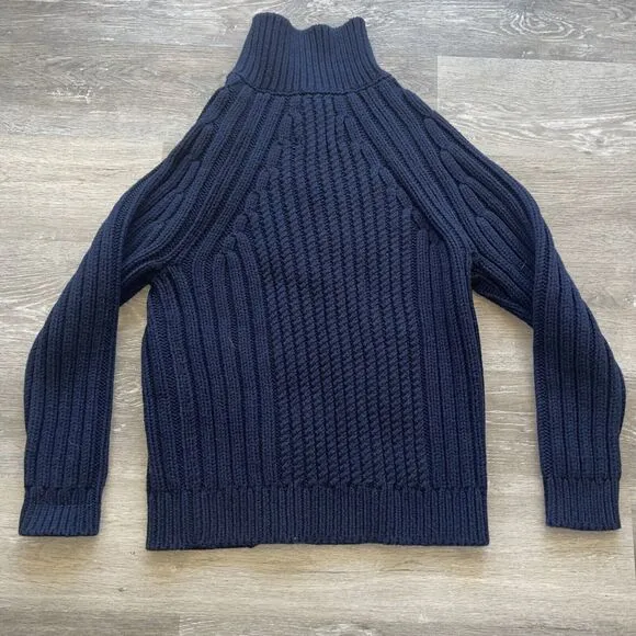 AG Adriano Goldschmied Chunky Knit Sweater Button Navy Limited Italy Women’s XL
