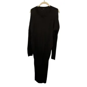 All Saints black cold shoulder tapered skirt flowy top sweater knit dress M