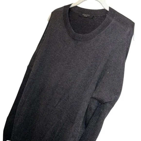 All Saints black cold shoulder tapered skirt flowy top sweater knit dress M