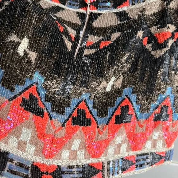 All Saints Spitalfields 2011 Aztec Sequin Embellished Mini Skirt size UK 8