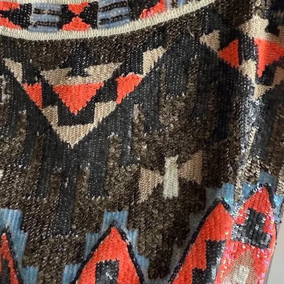 All Saints Spitalfields 2011 Aztec Sequin Embellished Mini Skirt size UK 8