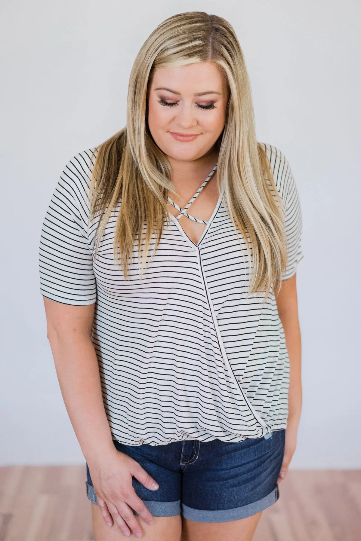 Already There Striped Criss Cross Top