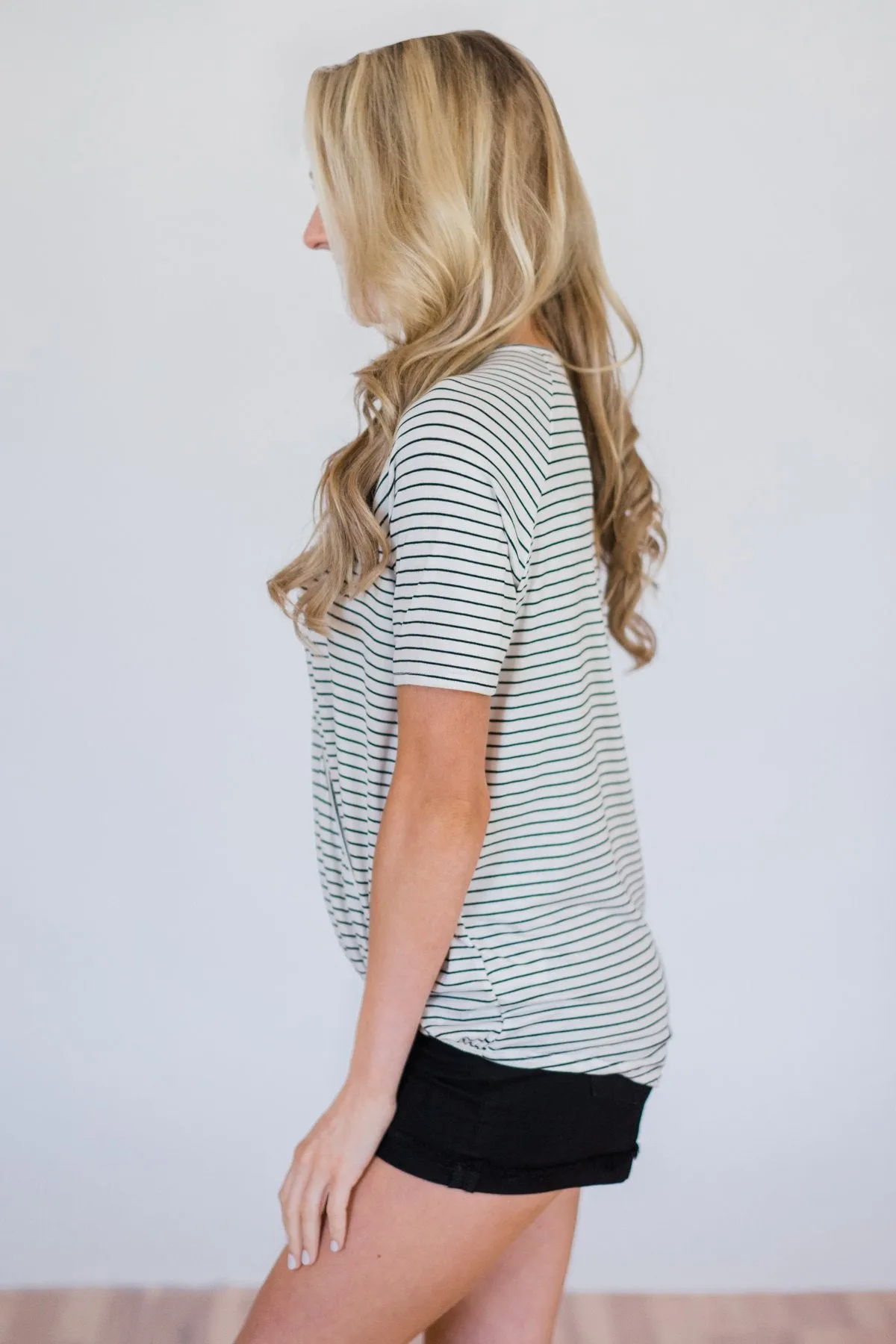 Already There Striped Criss Cross Top