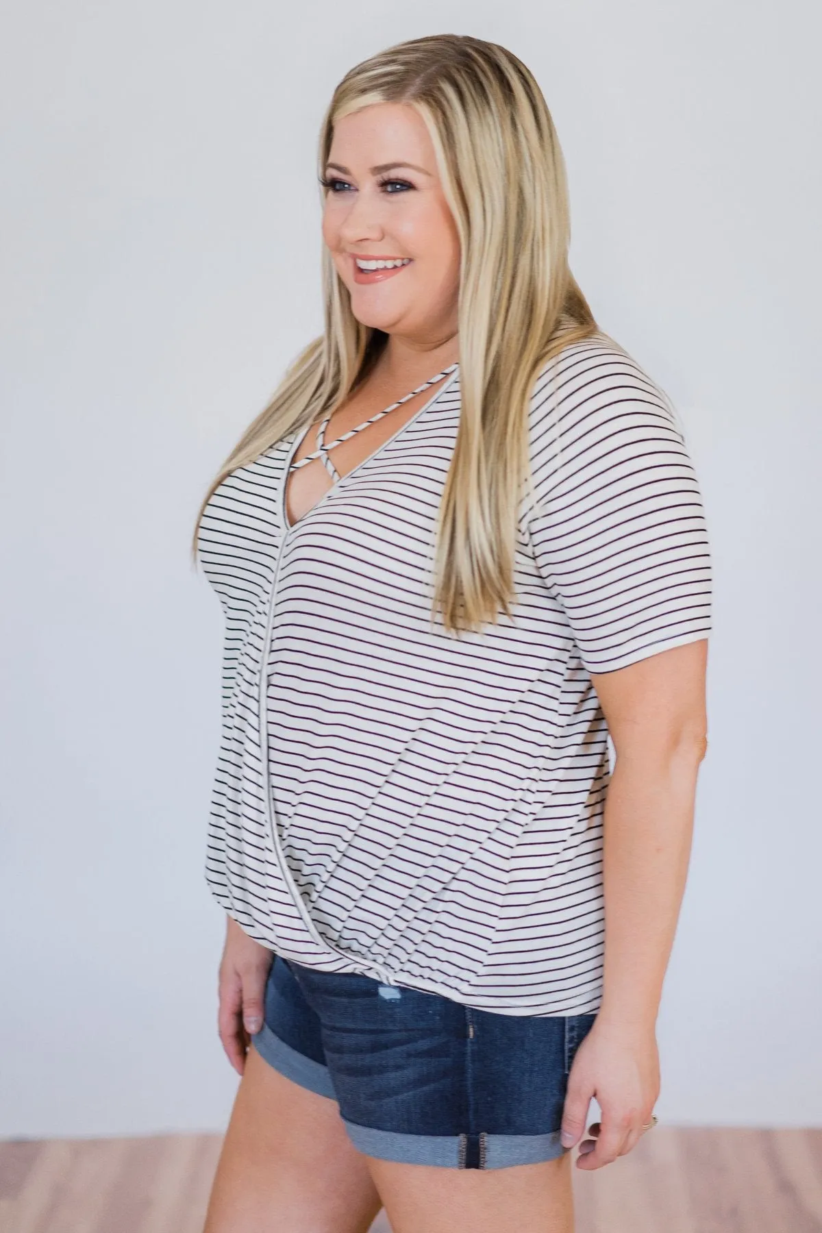 Already There Striped Criss Cross Top