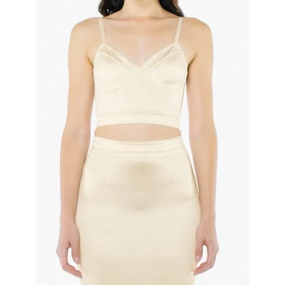 AMERICAN APPAREL • Cream/Pearl Disco High-Waisted Midi Skirt