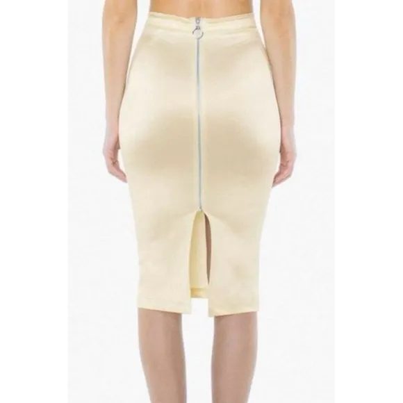AMERICAN APPAREL • Cream/Pearl Disco High-Waisted Midi Skirt