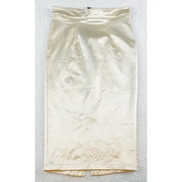 AMERICAN APPAREL • Cream/Pearl Disco High-Waisted Midi Skirt