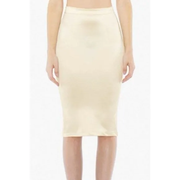AMERICAN APPAREL • Cream/Pearl Disco High-Waisted Midi Skirt