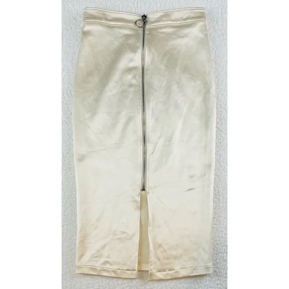 AMERICAN APPAREL • Cream/Pearl Disco High-Waisted Midi Skirt