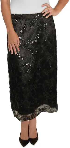 Anne Klein Womens Sequined Midi A-Line Skirt 10855505