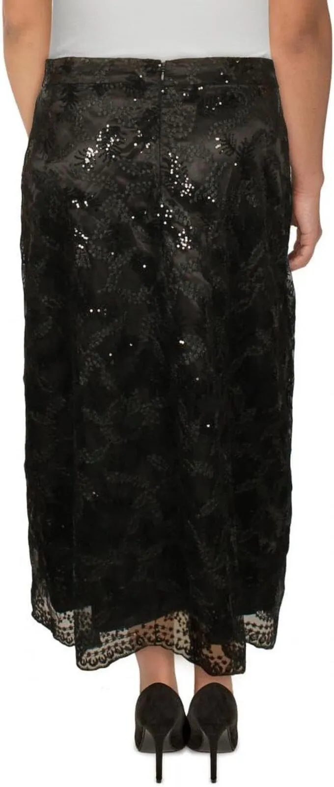 Anne Klein Womens Sequined Midi A-Line Skirt 10855505