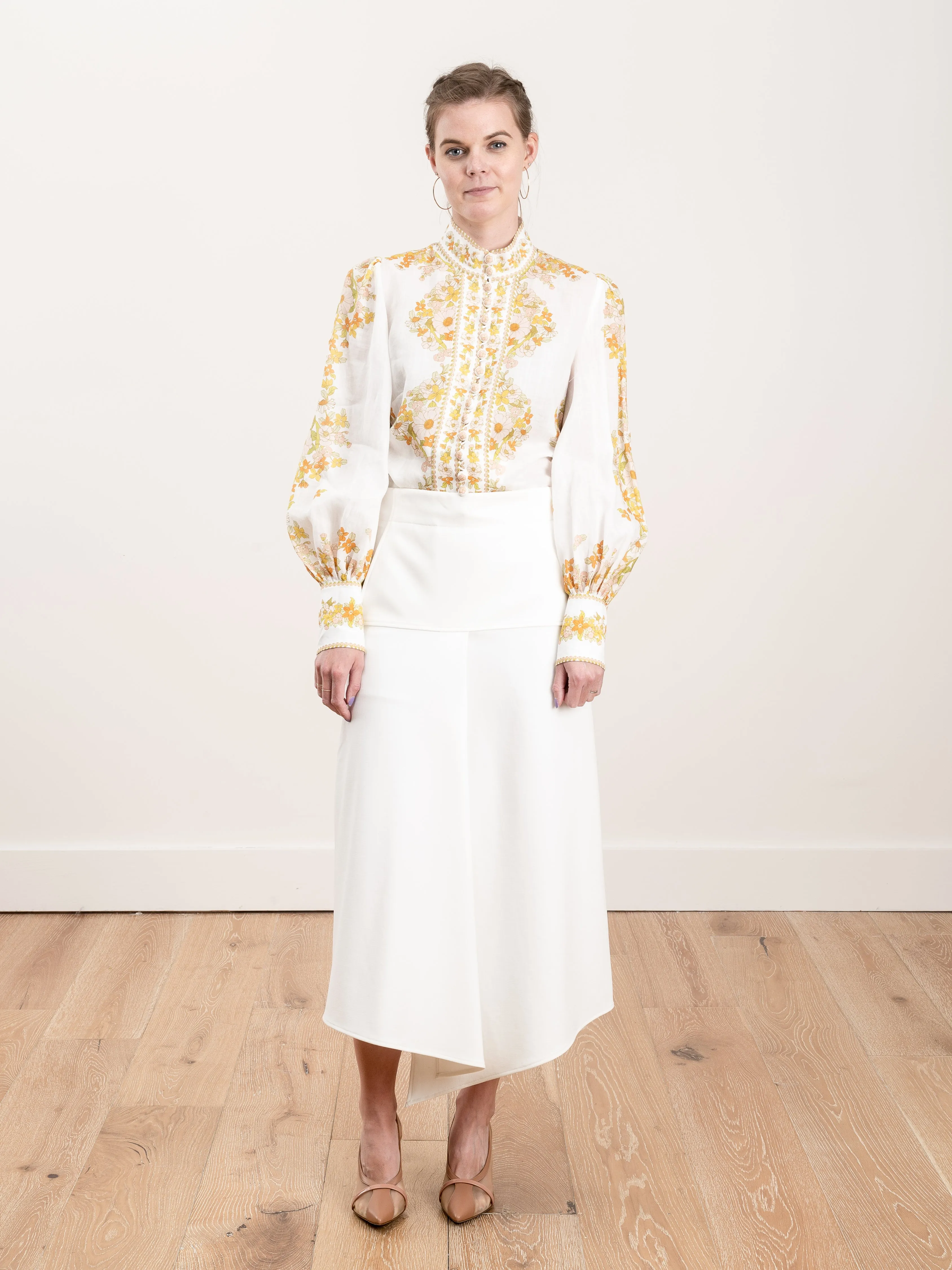anson stretch drape skirt - ivory