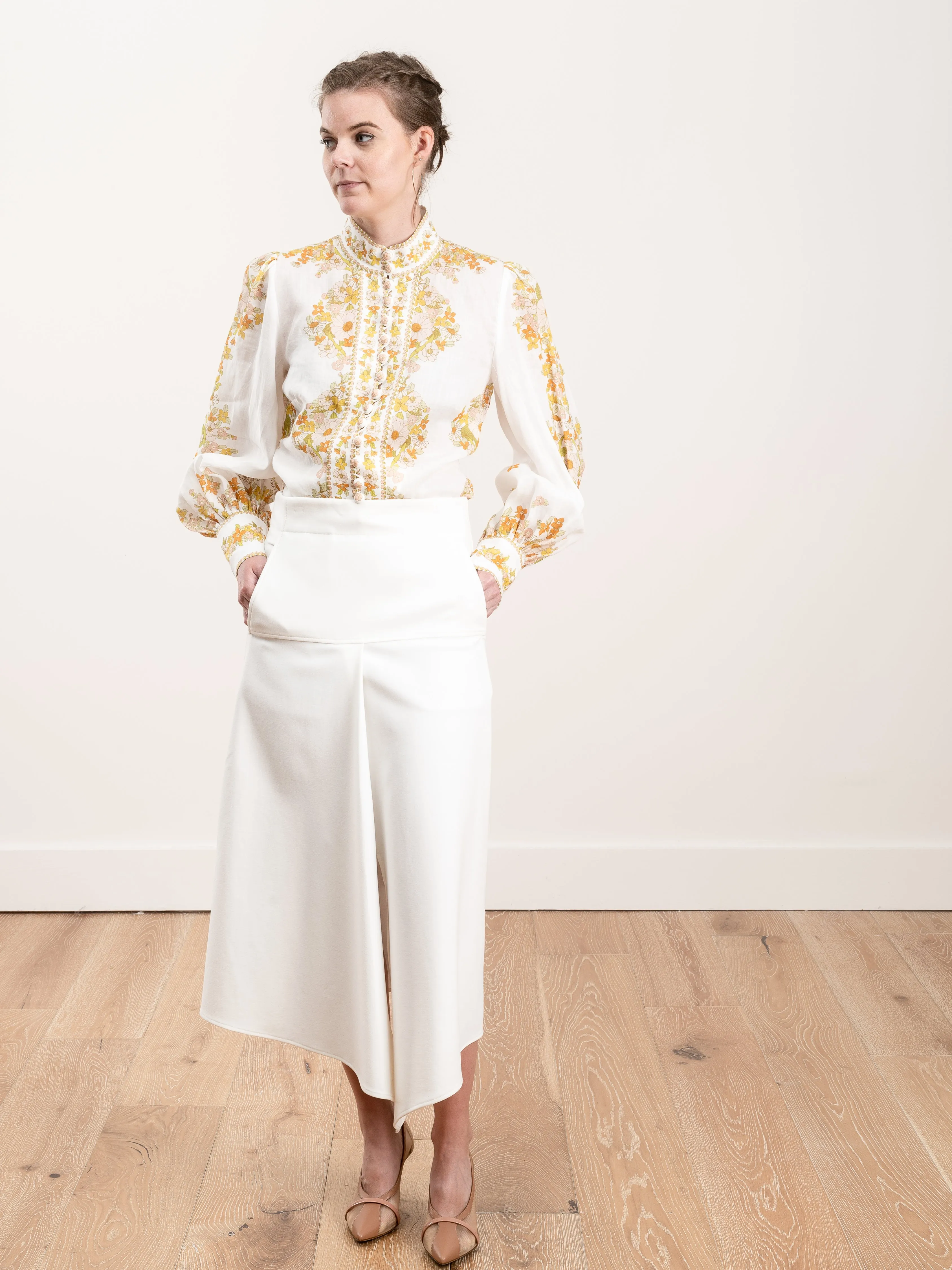 anson stretch drape skirt - ivory