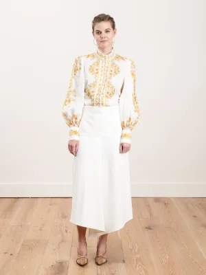 anson stretch drape skirt - ivory