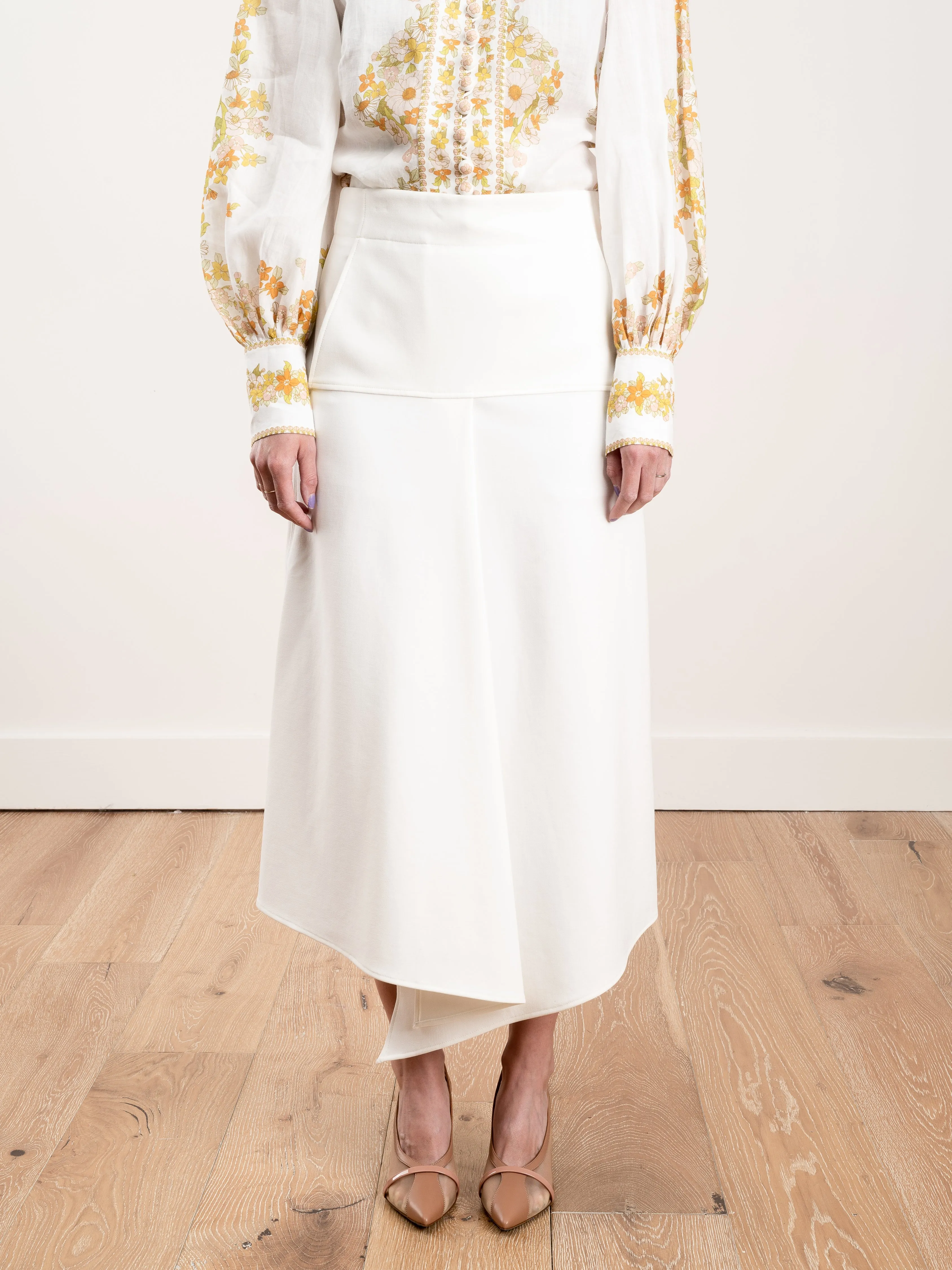 anson stretch drape skirt - ivory