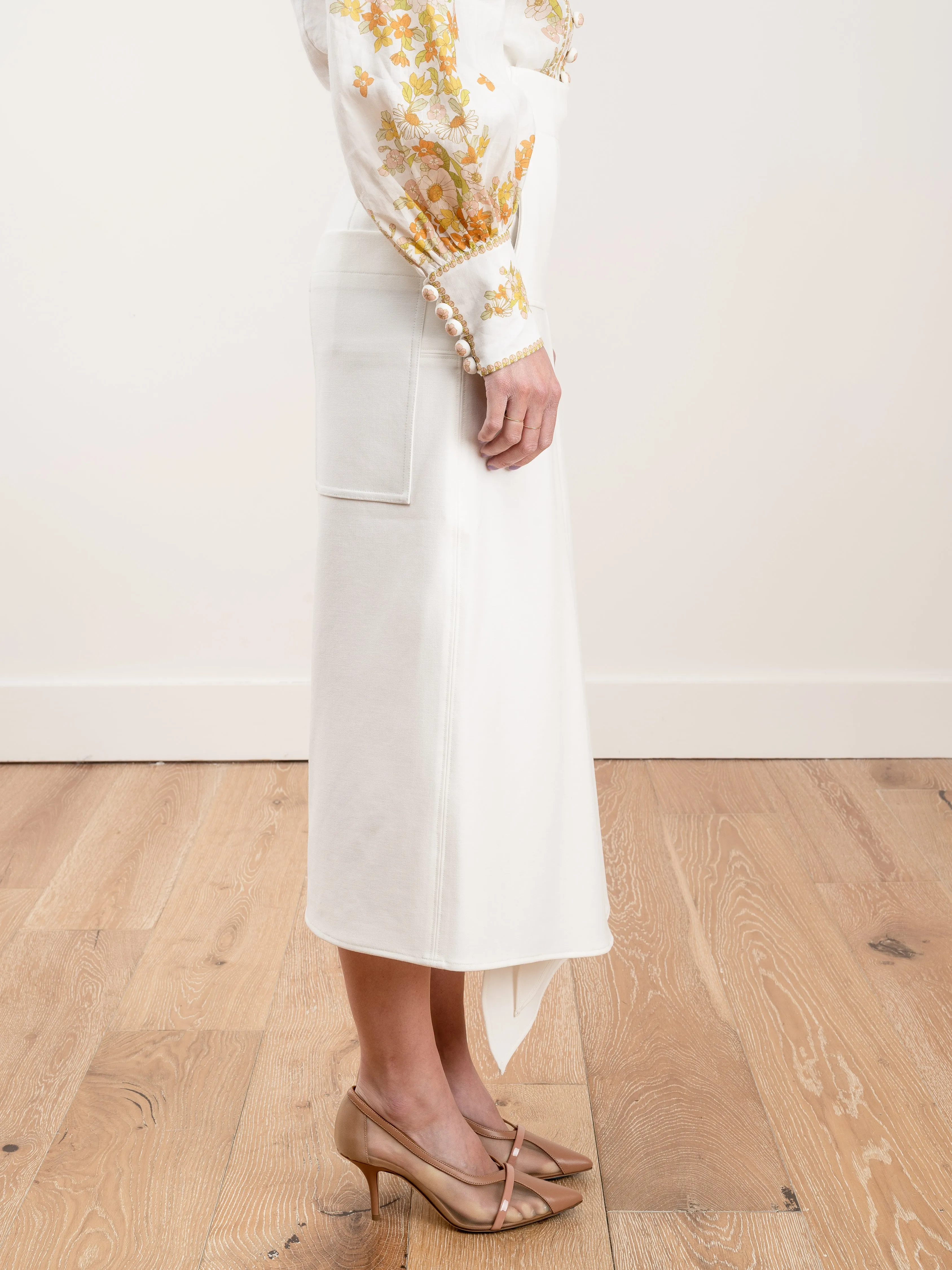 anson stretch drape skirt - ivory