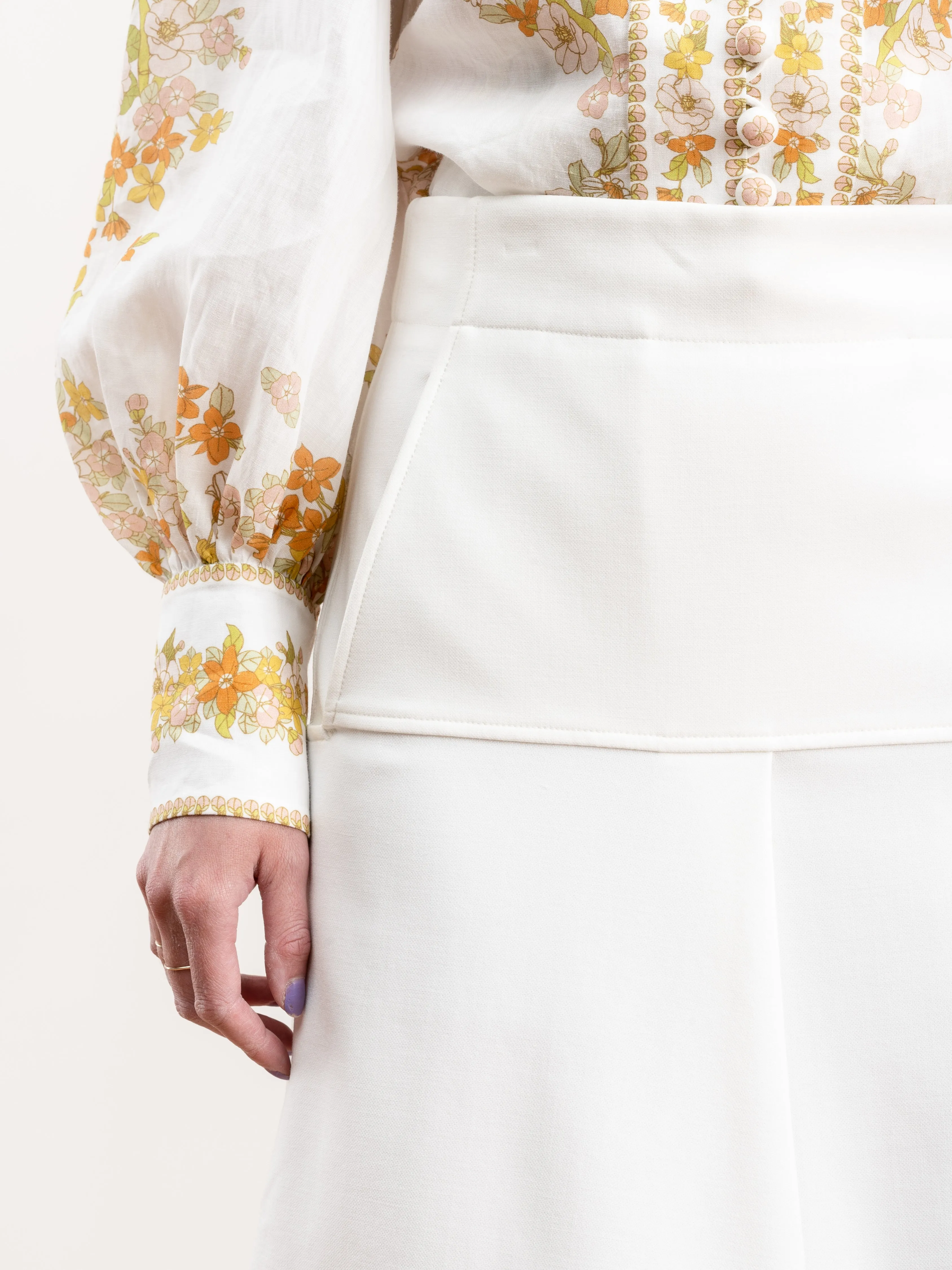 anson stretch drape skirt - ivory