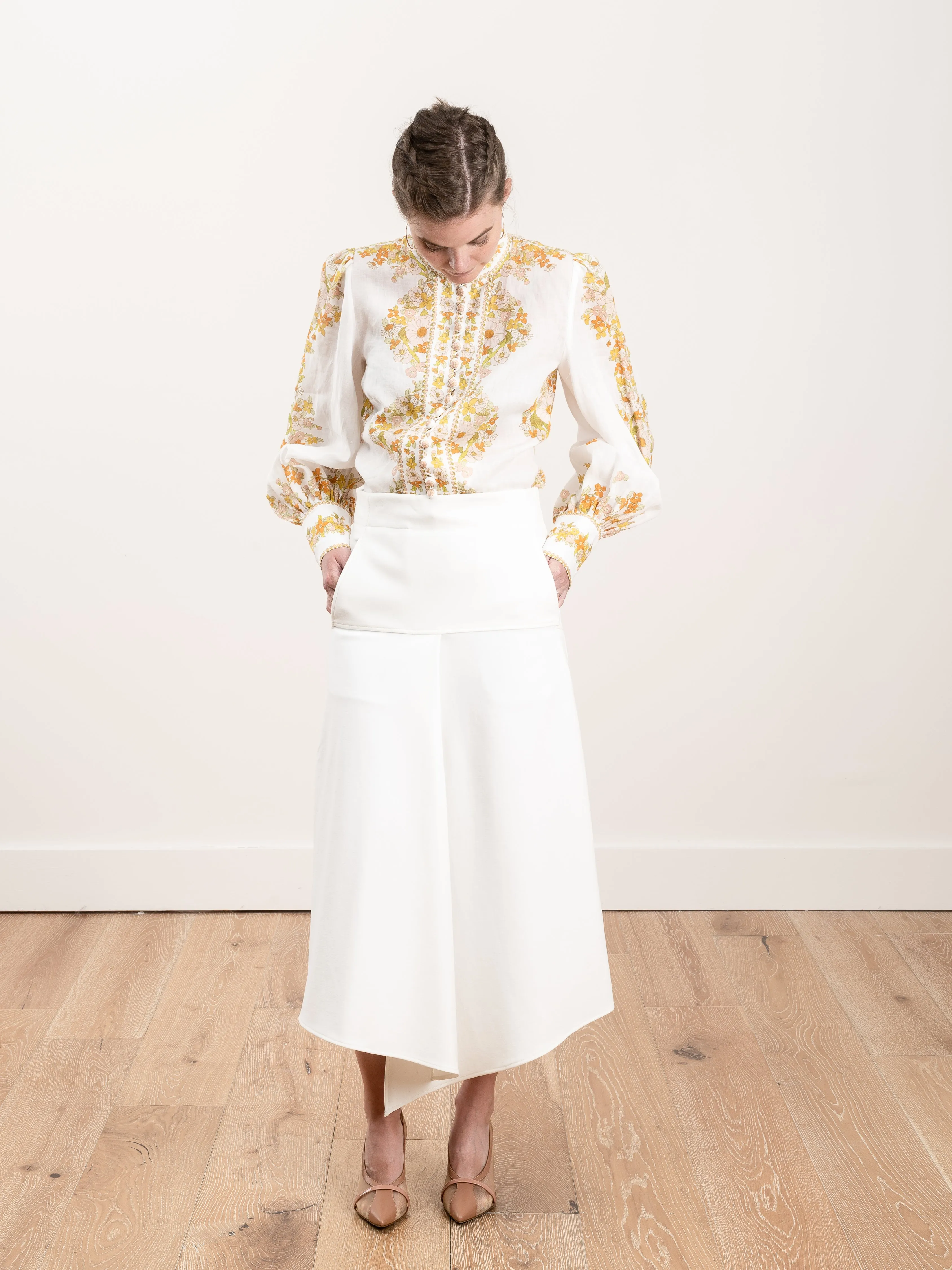 anson stretch drape skirt - ivory