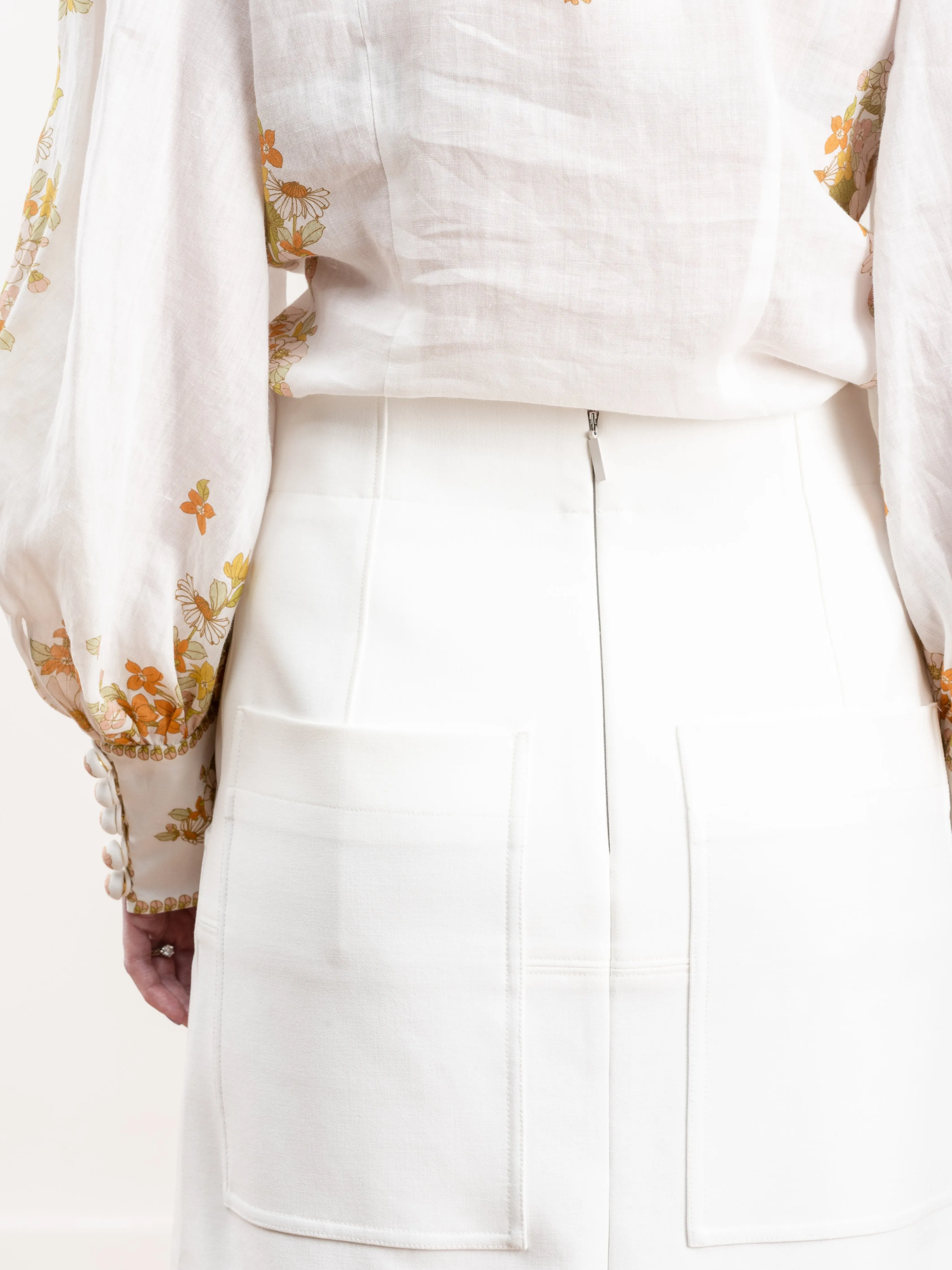 anson stretch drape skirt - ivory