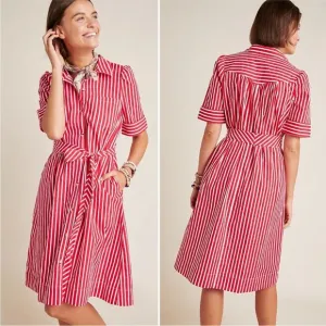 Anthropologie Maeve Kiana Striped Shirtdress Size XS