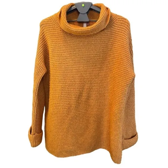 Anthropologie Pilcro Honey Orange Knit Cowl Neck size Large