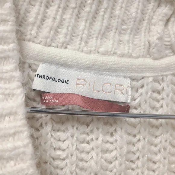 Anthropologie Pilcro Joyce Wool Blend Cable Knit Sweater in Cream Size S